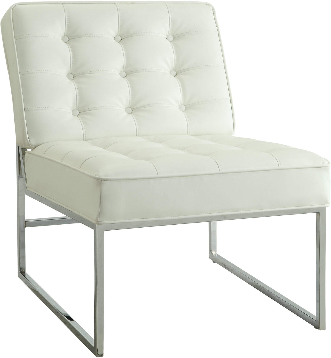 White leather chair with best sale chrome legs