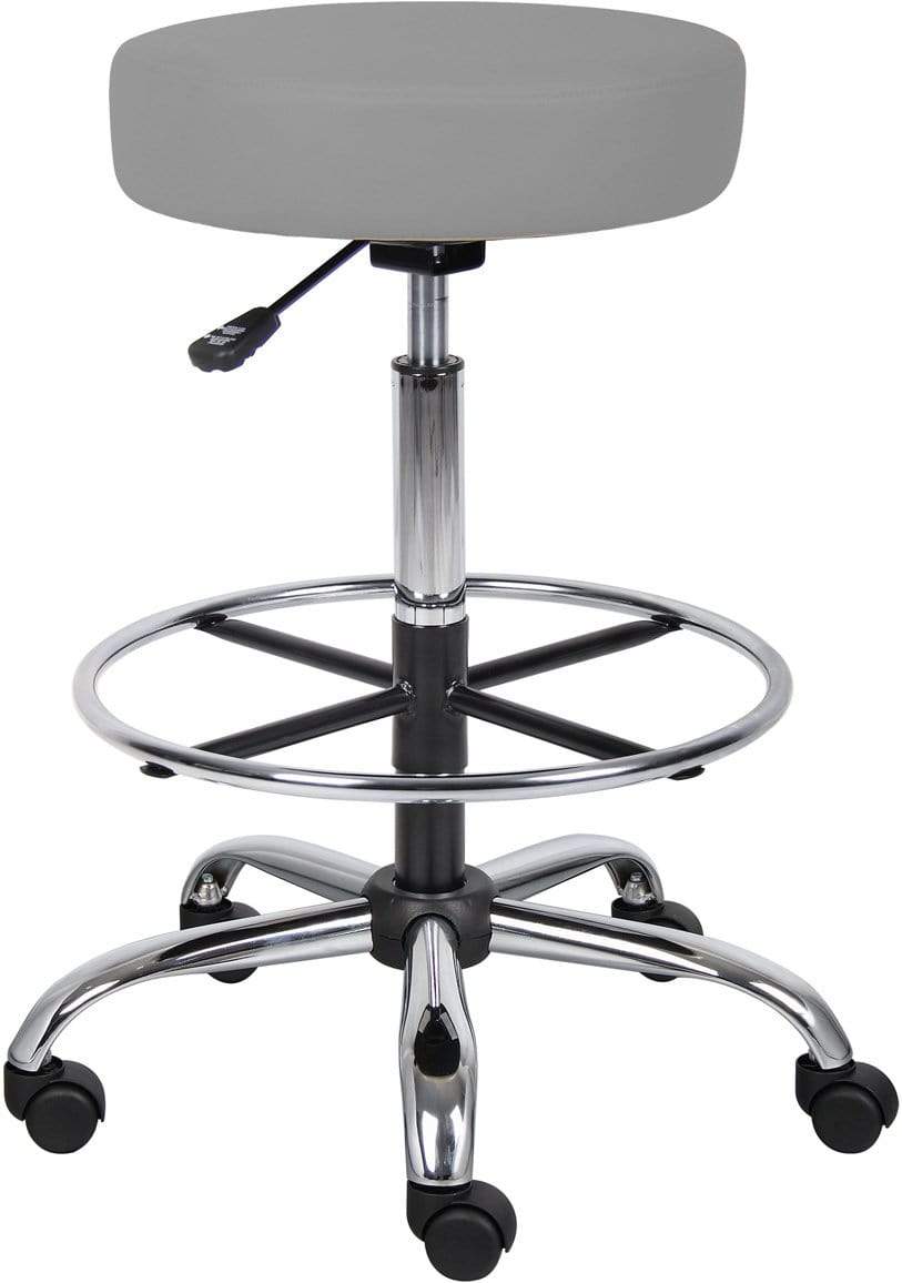 Boss Office Products Medical Stool With Antimicrobial Vinyl, Black/Chrome