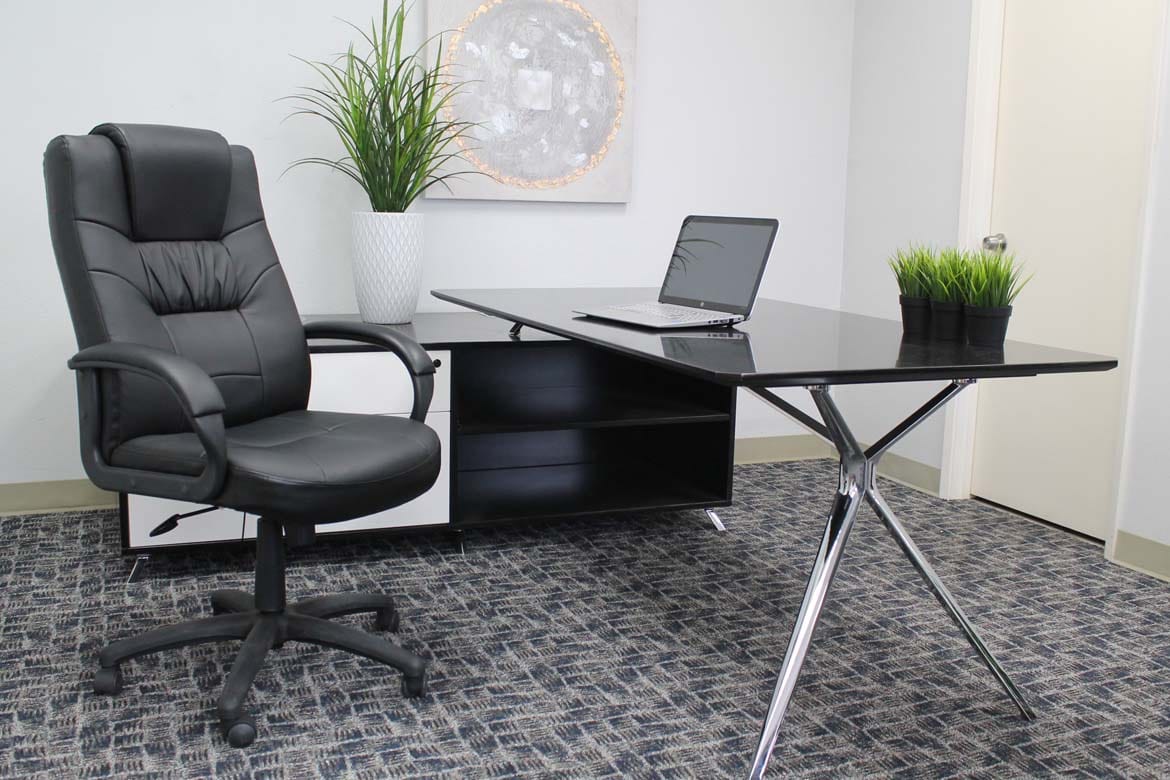 Lumbar support leather on sale office chair