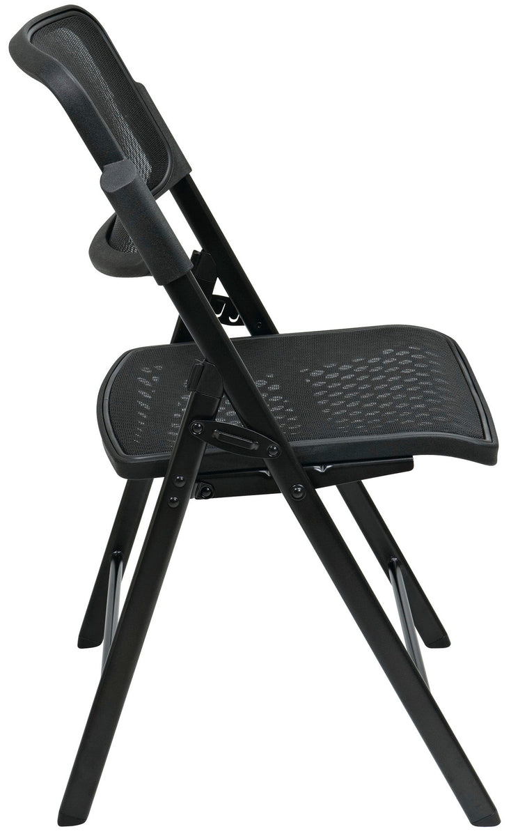 Pro-Line II Deluxe Folding Chairs with Ventilated Plastic Back, Coal (Set of 2)