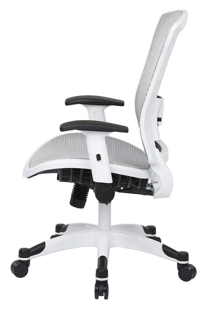 Space Seating White Frame Mesh Office Chair Flip Up Arms 317W