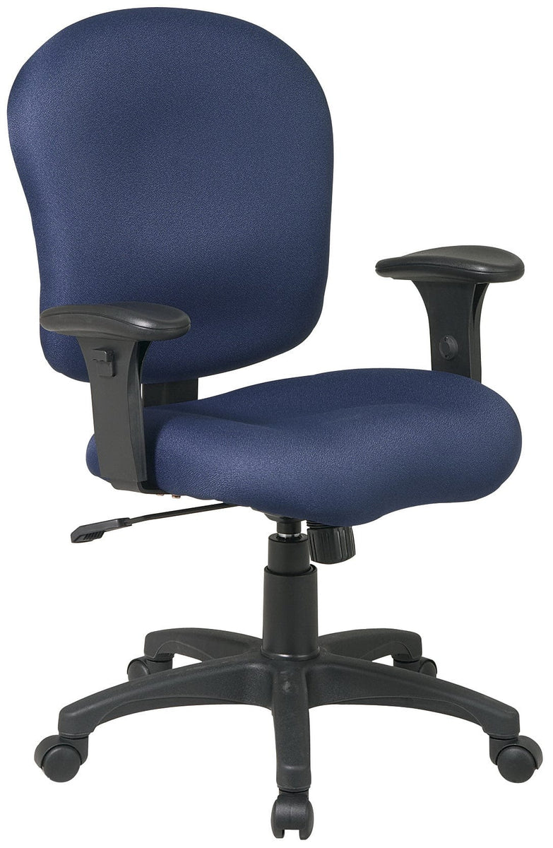 Office Star Ergonomic Mid Back Office Desk Chair with Adjustable Height,  Tilt, and Padded Arm Rests, Icon Black Fabric