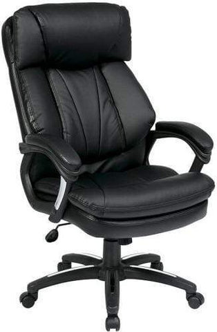 Ergonomic Executive Mesh Chair, Genuine Leather (Black) with headrest –